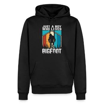 Just a Boy who loves Bigfoot - Männer Premium Bio Hoodie - Schwarz - Vorne - Nico (187cm)