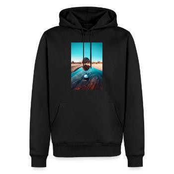 Rund - Männer Premium Bio Hoodie - Schwarz - Vorne - Nico (187cm)