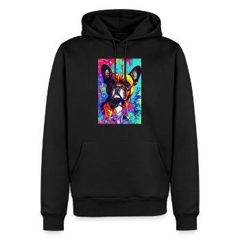Modernes Pop-Art Print | bunt | French Bulldog - Männer Premium Bio Hoodie - Schwarz - Vorne - Nico (187cm)