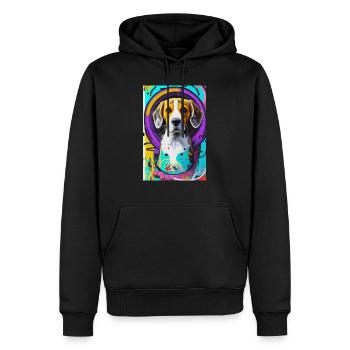 Modernes Pop-Art Print | bunt | Beagle Hund - Männer Premium Bio Hoodie - Schwarz - Vorne - Nico (187cm)