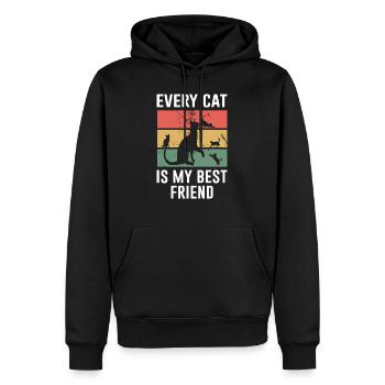 Cat Retro Cool Dicton - Sweat à capuche Premium bio Homme - noir - Devant - Nico (187cm)