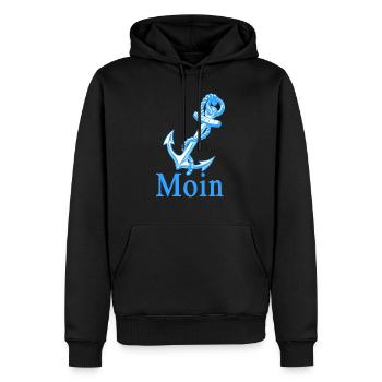 Moin mit Anker - Männer Premium Bio Hoodie - Schwarz - Vorne - Nico (187cm)