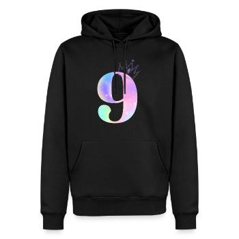 Regenbogen zum 9-jährigen Jubiläum - Männer Premium Bio Hoodie - Schwarz - Vorne - Nico (187cm)