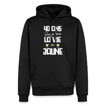 40 ans cadeau anniversaire homme humour beauf - Sweat à capuche Premium bio Homme - noir - Devant - Nico (187cm)
