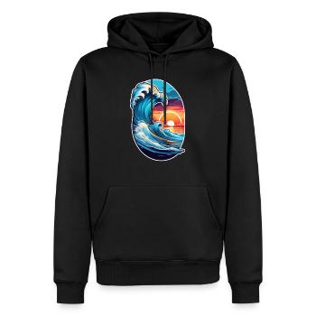 vague - été - vacances - Sweat à capuche Premium bio Homme - noir - Devant - Nico (187cm)