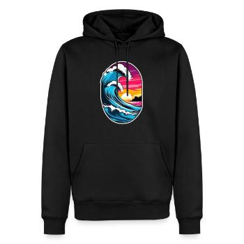Wave - Sommer - Urlaub - Männer Premium Bio Hoodie - Schwarz - Vorne - Nico (187cm)