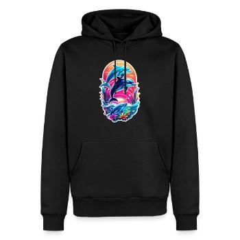 Delfin und Ozean - Männer Premium Bio Hoodie - Schwarz - Vorne - Nico (187cm)