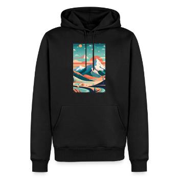 Alpine Eleganz: Minimalistische Schönheit der Berg - Männer Premium Bio Hoodie - Schwarz - Vorne - Nico (187cm)