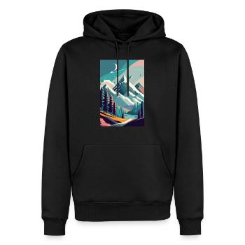 Alpine Elegance: Minimalist Beauty of the Mountain - Men’s Premium Organic Hoodie - black - Front - Nico (187cm)