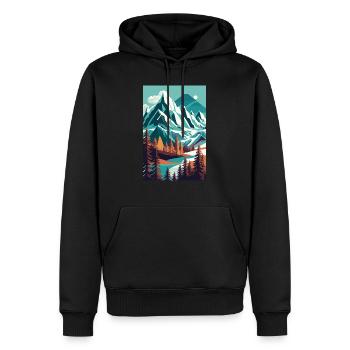 Alpine Elegance: Minimalist Beauty of the Mountain - Men’s Premium Organic Hoodie - black - Front - Nico (187cm)