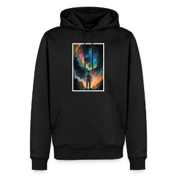 Astronaut Futuristisch Raumfahrt Weltall Universum - Männer Premium Bio Hoodie - Schwarz - Vorne - Nico (187cm)