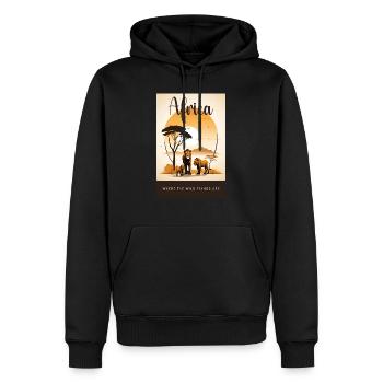 L’Afrique où se trouvent les choses sauvages - Sweat à capuche Premium bio Homme - noir - Devant - Nico (187cm)
