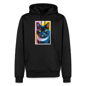 Chat mignon Pop Art Art moderne - Sweat à capuche Premium bio Homme - noir - Devant - Nico (187cm)
