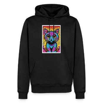 Chat mignon Pop Art Art moderne - Sweat à capuche Premium bio Homme - noir - Devant - Nico (187cm)