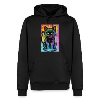 Chat mignon Pop Art Art moderne - Sweat à capuche Premium bio Homme - noir - Devant - Nico (187cm)
