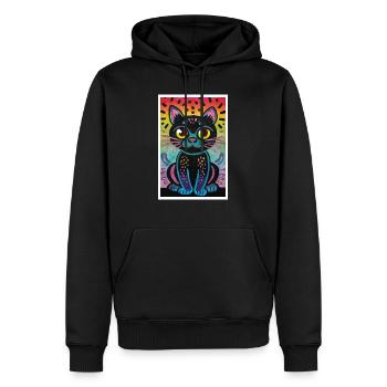 Chat mignon Pop Art Art moderne - Sweat à capuche Premium bio Homme - noir - Devant - Nico (187cm)