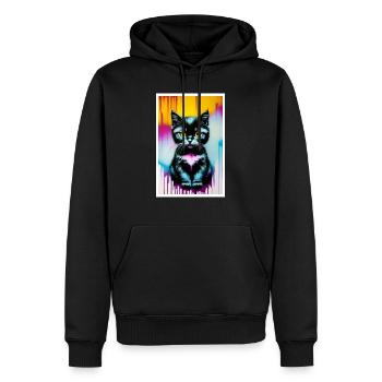 Chat mignon Pop Art Art moderne - Sweat à capuche Premium bio Homme - noir - Devant - Nico (187cm)