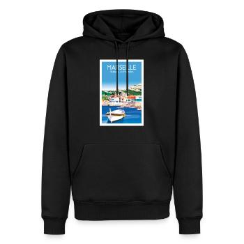 MARSEILLE MADRAGUE DE MONTREDON - Men’s Premium Organic Hoodie - black - Front - Nico (187cm)