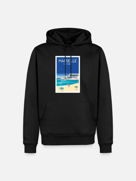 MARSEILLE LES CATALANS - Sweat à capuche Premium bio Homme - noir