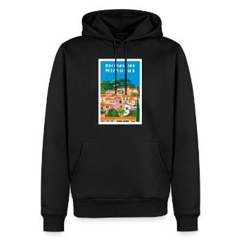 BORMES LES MIMOSAS - Sweat à capuche Premium bio Homme - noir - Devant - Nico (187cm)