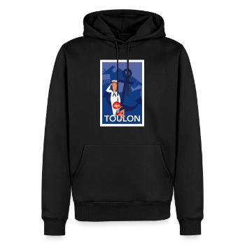 TOULON ANCRE - Sweat à capuche Premium bio Homme - noir - Devant - Nico (187cm)
