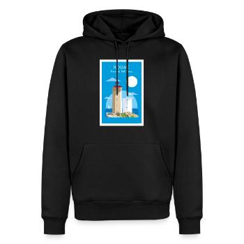 LIGHTHOUSE OF THE LITTLE KITTY - Men’s Premium Organic Hoodie - black - Front - Nico (187cm)