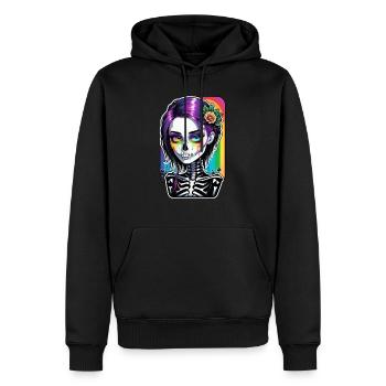 Halloween - Rock & Regenbogen - Männer Premium Bio Hoodie - Schwarz - Vorne - Nico (187cm)