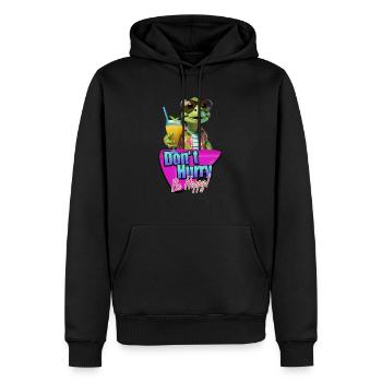 Ne vous dépêchez pas, soyez heureux, mignonne petite tortue tortue - Sweat à capuche Premium bio Homme - noir - Devant - Nico (187cm)
