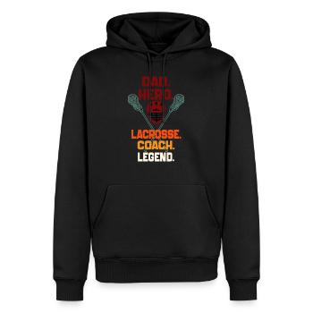 Dad Hero Lacrosse Coach Legend Sports Dad 2024 - Sweat à capuche Premium bio Homme - noir - Devant - Nico (187cm)