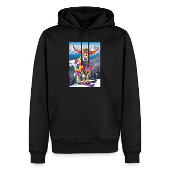 Kuh im Skigebiet - Männer Premium Bio Hoodie - Schwarz - Vorne - Nico (187cm)