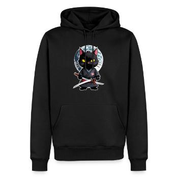 Ninja Cat - Samurai Kitten - Men’s Premium Organic Hoodie - black - Front - Nico (187cm)