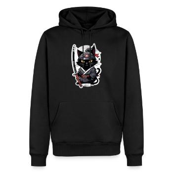 Ninja Cat - Samurai Kitten - Men’s Premium Organic Hoodie - black - Front - Nico (187cm)