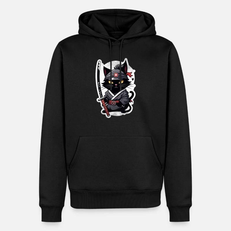 Ninja Cat - Samurai Kitten - Men’s Premium Organic Hoodie - black