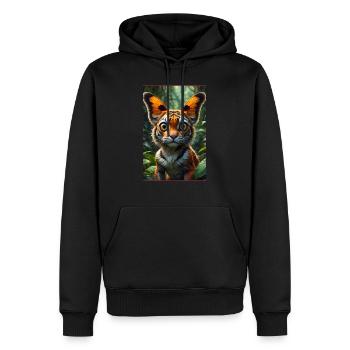 Le Tigre-Papillon - Sweat à capuche Premium bio Homme - noir - Devant - Nico (187cm)