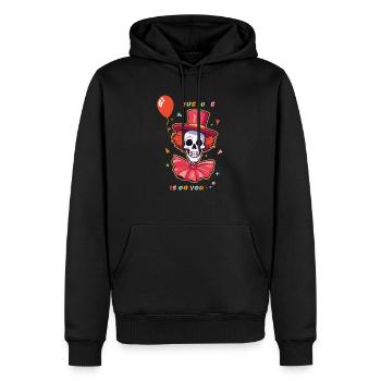 Crâne de clown Totenkopf - La blague est sur vous - Sweat à capuche Premium bio Homme - noir - Devant - Nico (187cm)