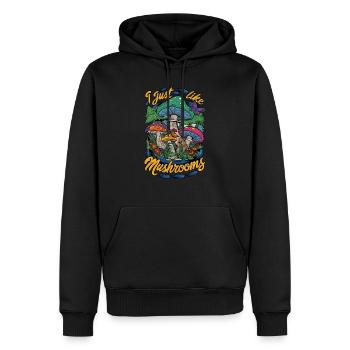 j'aime les champignons - humour et nature - Sweat à capuche Premium bio Homme - noir - Devant - Nico (187cm)