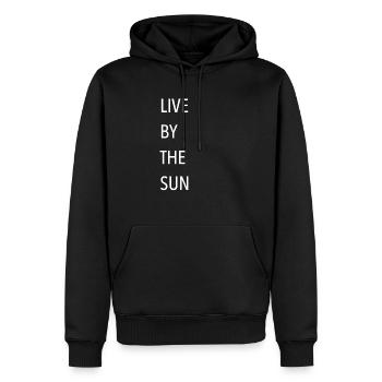 En direct du soleil Matin Midi après-midi Soir - Sweat à capuche Premium bio Homme - noir - Devant - Nico (187cm)