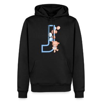 Blauer Bär J Buchstabe - Männer Premium Bio Hoodie - Schwarz - Vorne - Nico (187cm)