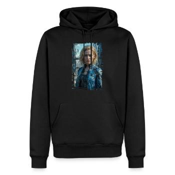 Porträt eines Sci-Fi-Cyberpunk-Mädchens - Männer Premium Bio Hoodie - Schwarz - Vorne - Nico (187cm)