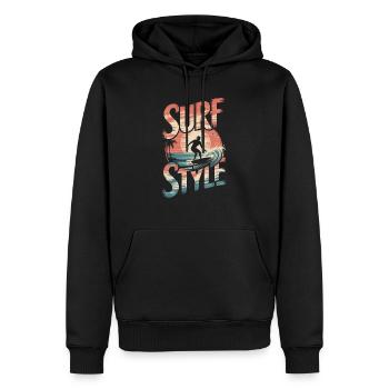 Surf-Style und Vintage-Sonne - Männer Premium Bio Hoodie - Schwarz - Vorne - Nico (187cm)