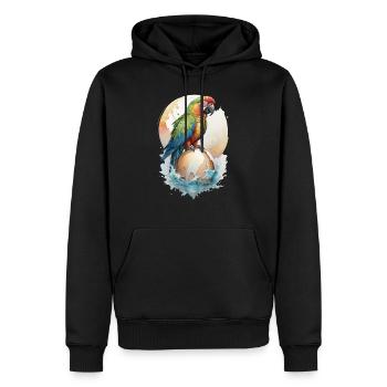 Perroquet Aquarelle - Sweat à capuche Premium bio Homme - noir - Devant - Nico (187cm)