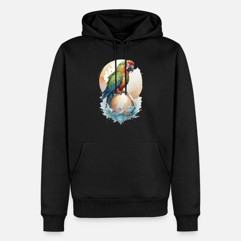 Perroquet Aquarelle - Sweat à capuche Premium bio Homme - noir