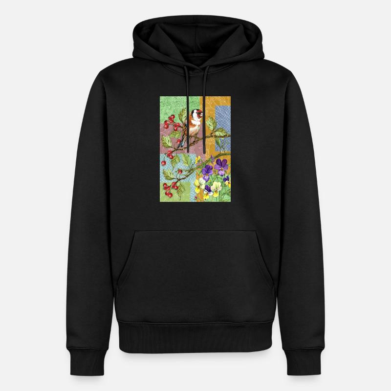 Bunter Vogel - Männer Premium Bio Hoodie - Schwarz