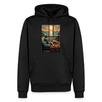 Schönes Bild einer ruhenden Katze - Männer Premium Bio Hoodie - Schwarz - Vorne - Nico (187cm)