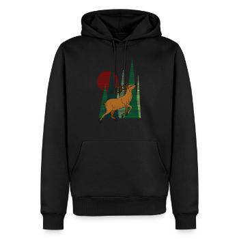 Hirsch - Männer Premium Bio Hoodie - Schwarz - Vorne - Nico (187cm)