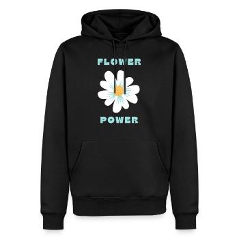 Flower Power – Design Rétro et Bohème 70's - Sweat à capuche Premium bio Homme - noir - Devant - Nico (187cm)