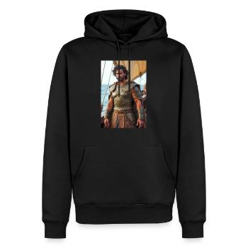 Odysseus, starker Krieger am Bug des Schiffes, Mantelschnabel - Männer Premium Bio Hoodie - Schwarz - Vorne - Nico (187cm)