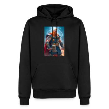 Thor Donnernder nordischer Gott mächtiger Hammer Mjölni - Männer Premium Bio Hoodie - Schwarz - Vorne - Nico (187cm)