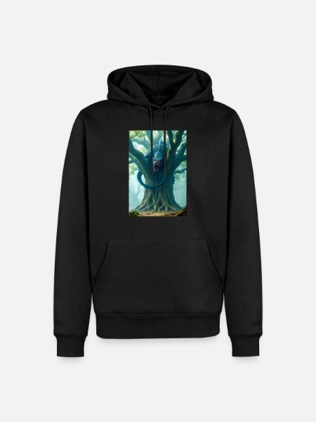 Nidhöggr ragon gnawing Yggdrasil's roots - Men’s Premium Organic Hoodie - black