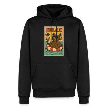 Ours Relax Drôle Animal Vacances - Sweat à capuche Premium bio Homme - noir - Devant - Nico (187cm)